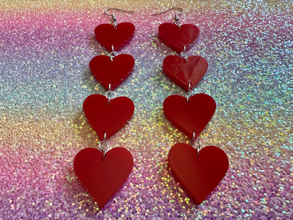 Heart Earrings: Laser Cut Acrylic Hearts, Love, Valentines Day, Anniversary, Best Gifts for Her/Him/Them