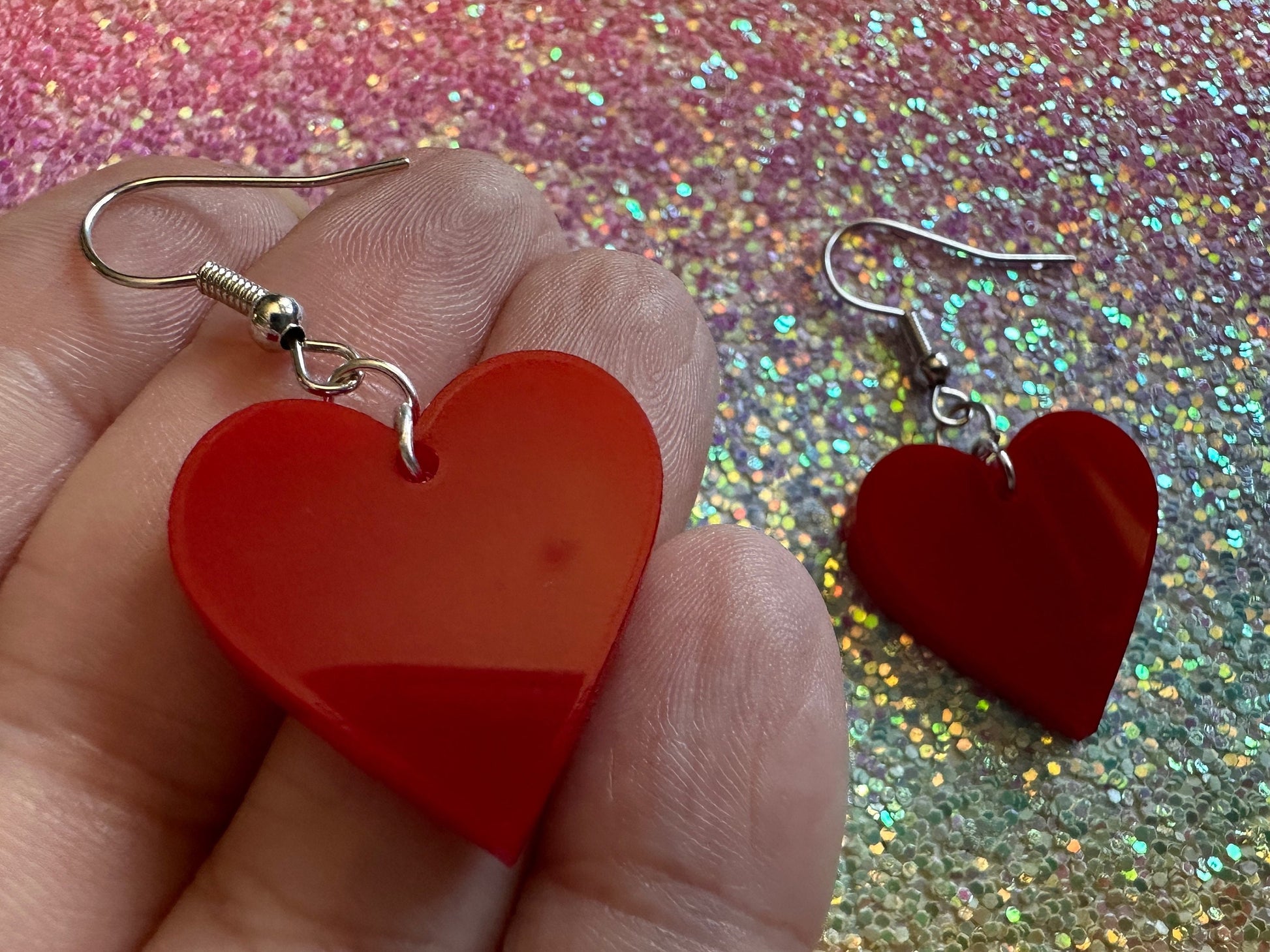Heart Earrings: Laser Cut Acrylic Hearts, Love, Valentines Day, Anniversary, Best Gifts for Her/Him/Them