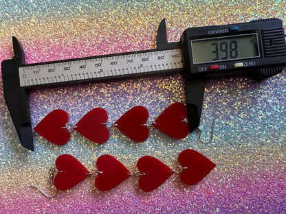 Heart Earrings: Laser Cut Acrylic Hearts, Love, Valentines Day, Anniversary, Best Gifts for Her/Him/Them