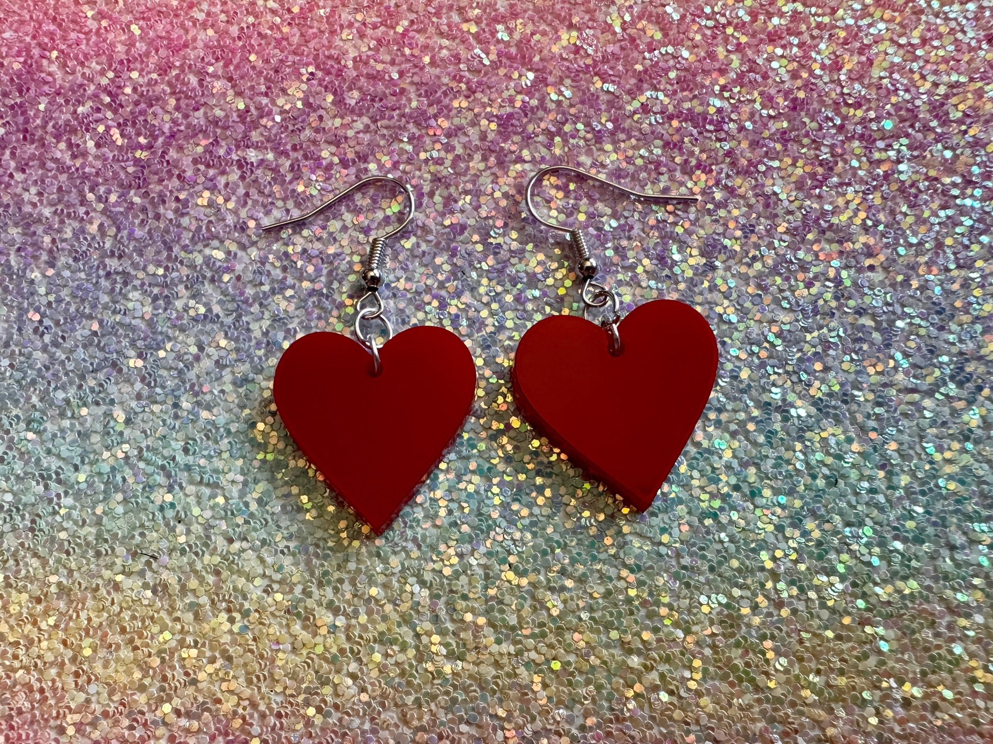 Heart Earrings: Laser Cut Acrylic Hearts, Love, Valentines Day, Anniversary, Best Gifts for Her/Him/Them
