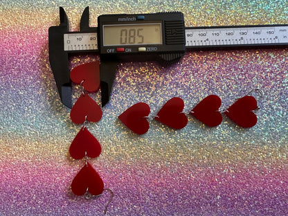 Heart Earrings: Laser Cut Acrylic Hearts, Love, Valentines Day, Anniversary, Best Gifts for Her/Him/Them