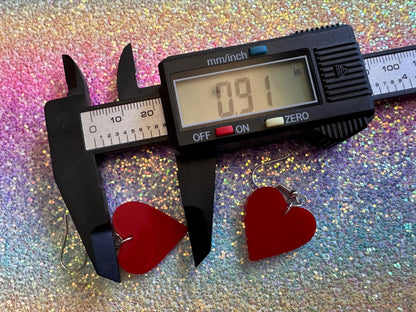 Heart Earrings: Laser Cut Acrylic Hearts, Love, Valentines Day, Anniversary, Best Gifts for Her/Him/Them