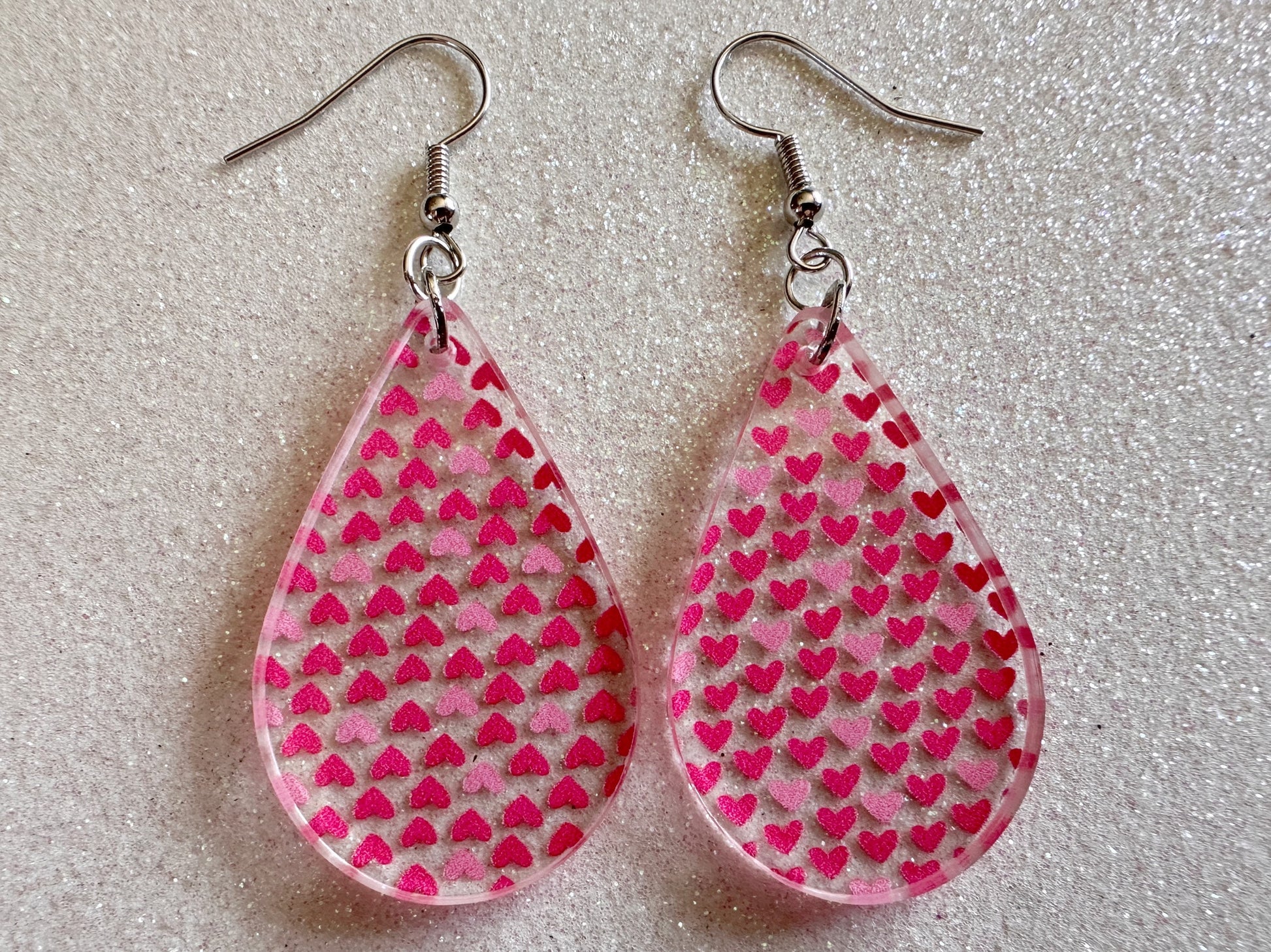 Heart Earrings: Laser Cut Acrylic Hearts, Love, Valentines Day, Anniversary, Marriage, Partner, Lover, Vday, Best Gifts for Her/Him/Them