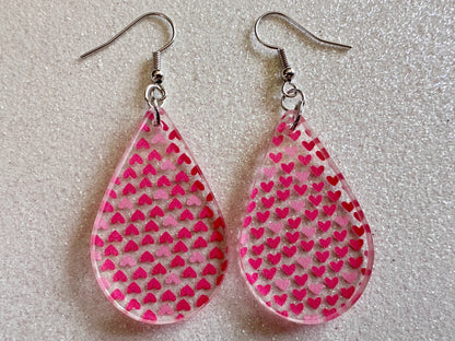 Heart Earrings: Laser Cut Acrylic Hearts, Love, Valentines Day, Anniversary, Marriage, Partner, Lover, Vday, Best Gifts for Her/Him/Them