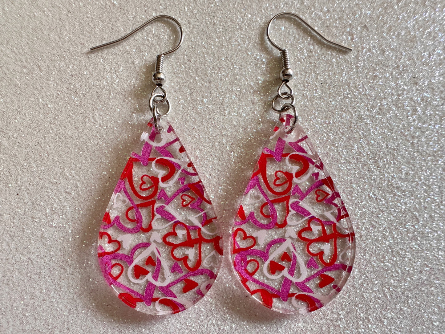 Heart Earrings: Laser Cut Acrylic Hearts, Love, Valentines Day, Anniversary, Marriage, Partner, Lover, Vday, Best Gifts for Her/Him/Them