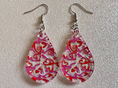 Heart Earrings: Laser Cut Acrylic Hearts, Love, Valentines Day, Anniversary, Marriage, Partner, Lover, Vday, Best Gifts for Her/Him/Them