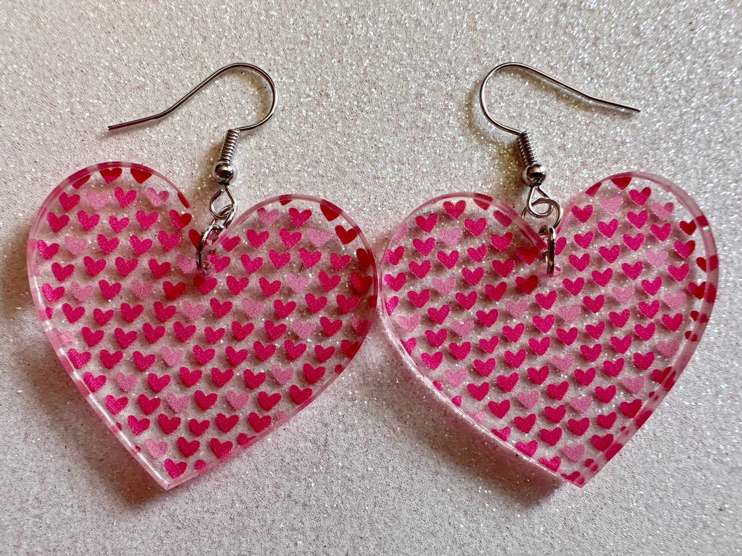 Heart Earrings: Laser Cut Acrylic Hearts, Love, Valentines Day, Anniversary, Marriage, Partner, Lover, Vday, Best Gifts for Her/Him/Them