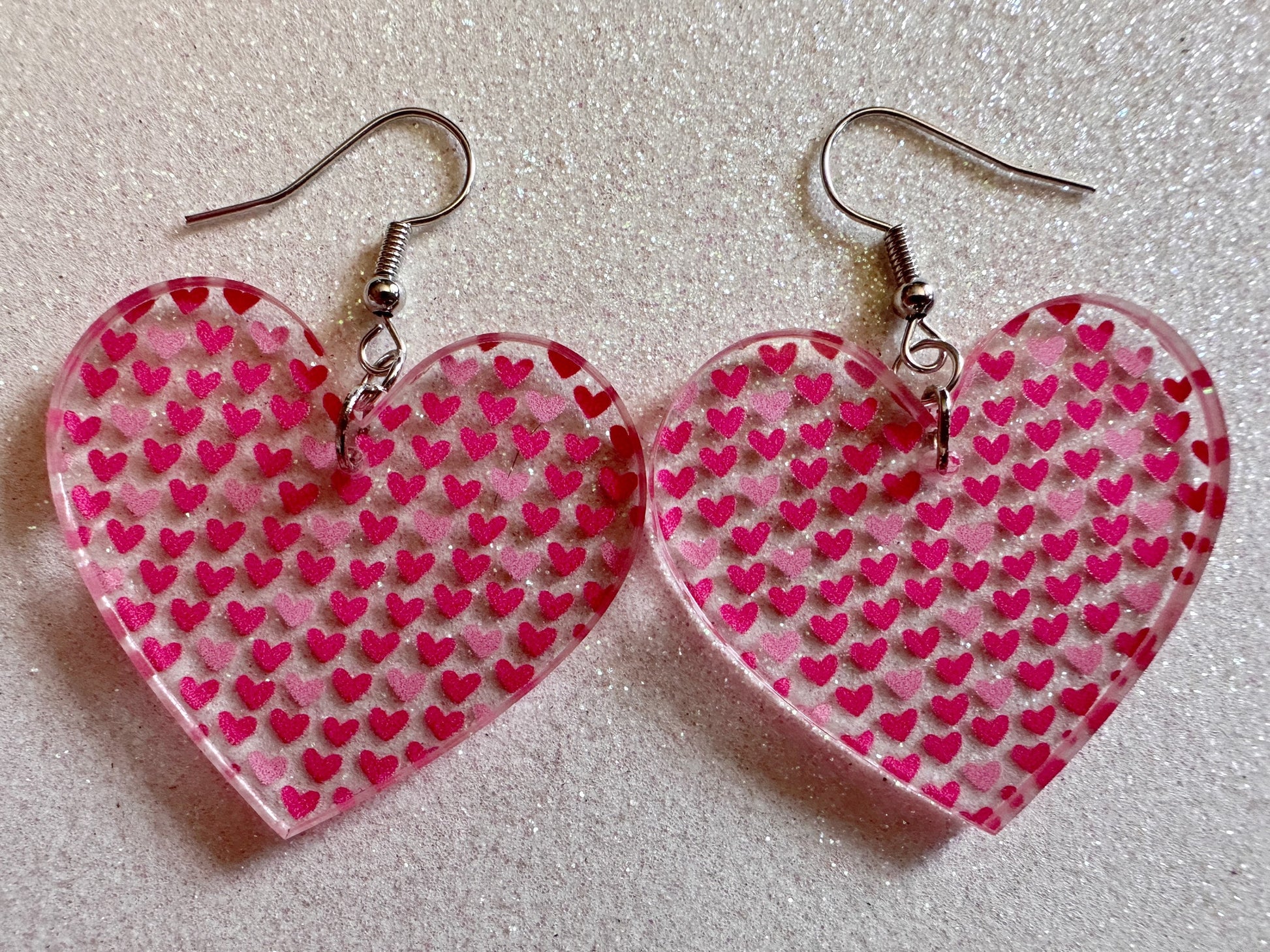 Heart Earrings: Laser Cut Acrylic Hearts, Love, Valentines Day, Anniversary, Marriage, Partner, Lover, Vday, Best Gifts for Her/Him/Them