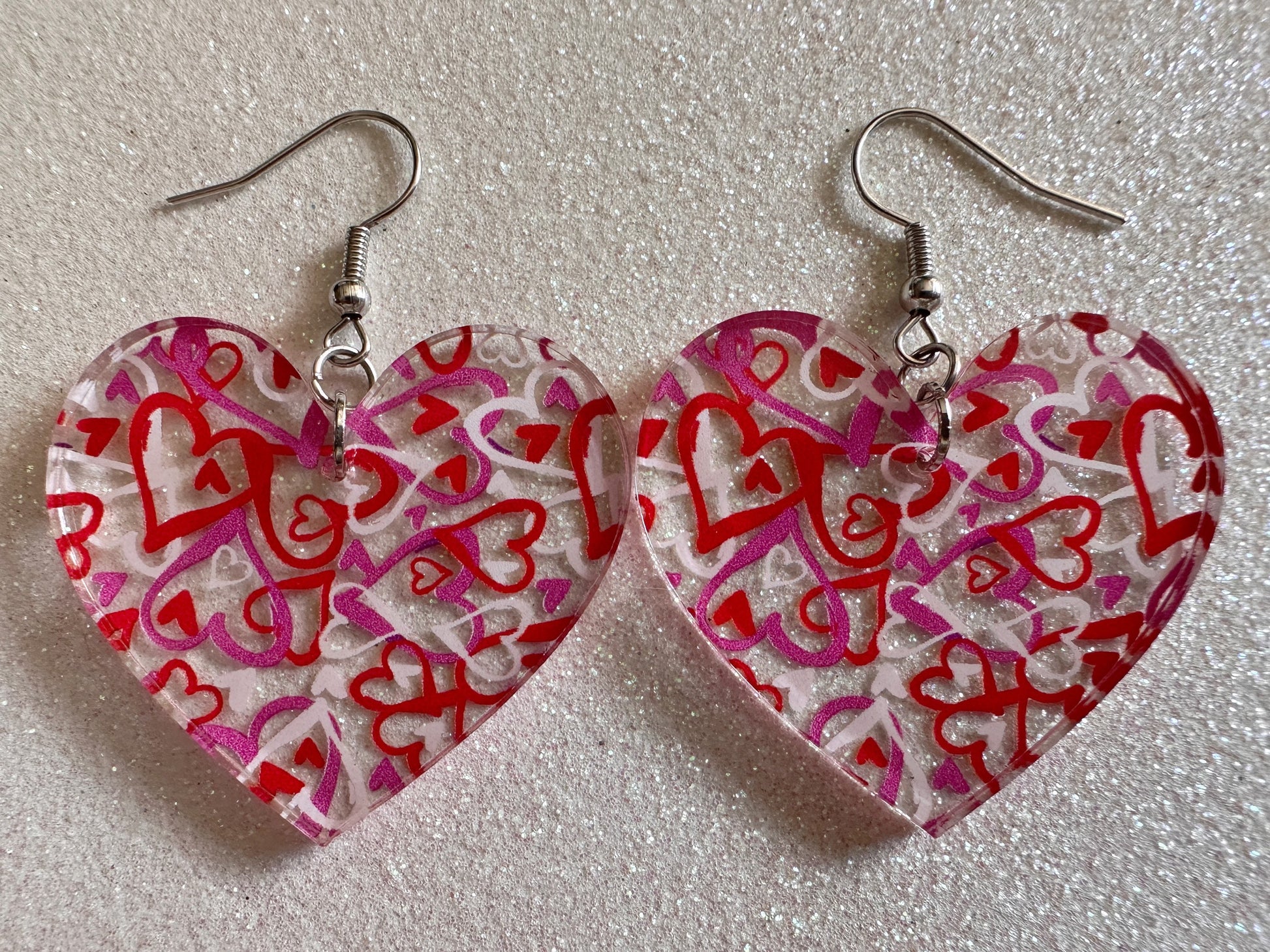 Heart Earrings: Laser Cut Acrylic Hearts, Love, Valentines Day, Anniversary, Marriage, Partner, Lover, Vday, Best Gifts for Her/Him/Them