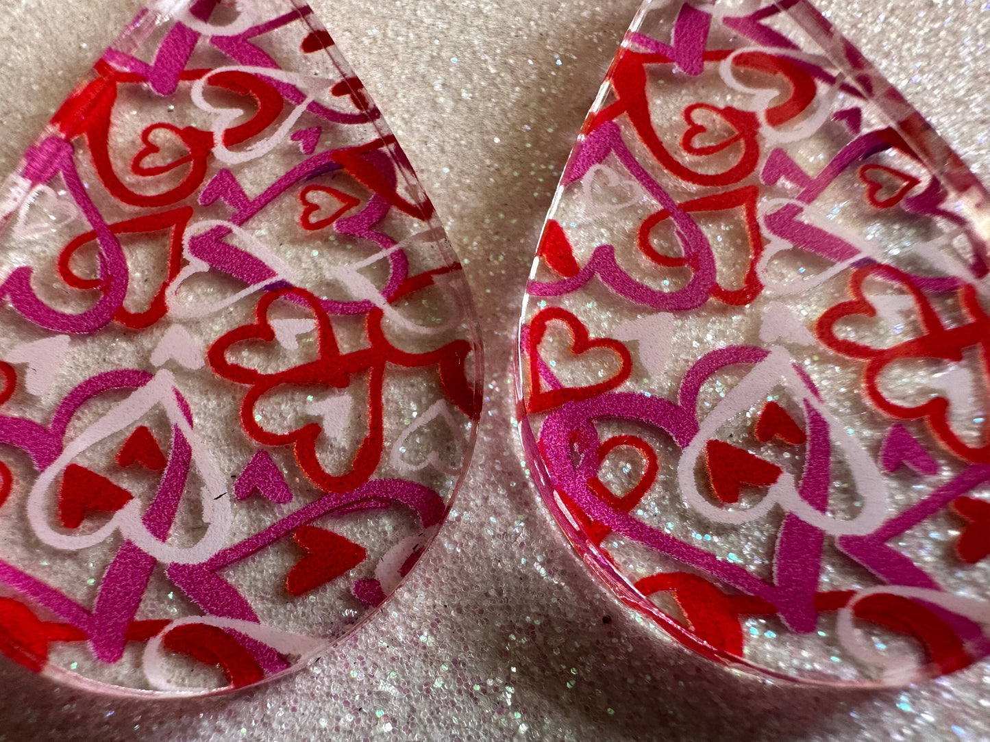Heart Earrings: Laser Cut Acrylic Hearts, Love, Valentines Day, Anniversary, Marriage, Partner, Lover, Vday, Best Gifts for Her/Him/Them