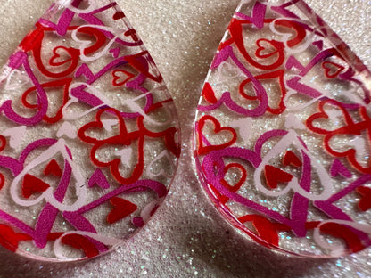 Heart Earrings: Laser Cut Acrylic Hearts, Love, Valentines Day, Anniversary, Marriage, Partner, Lover, Vday, Best Gifts for Her/Him/Them