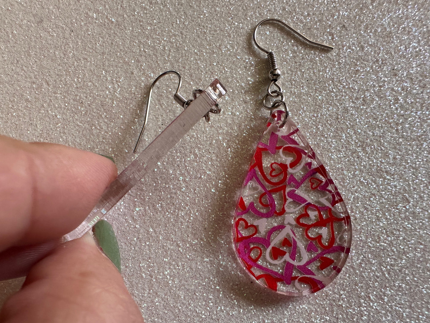 Heart Earrings: Laser Cut Acrylic Hearts, Love, Valentines Day, Anniversary, Marriage, Partner, Lover, Vday, Best Gifts for Her/Him/Them