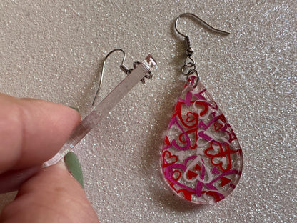 Heart Earrings: Laser Cut Acrylic Hearts, Love, Valentines Day, Anniversary, Marriage, Partner, Lover, Vday, Best Gifts for Her/Him/Them
