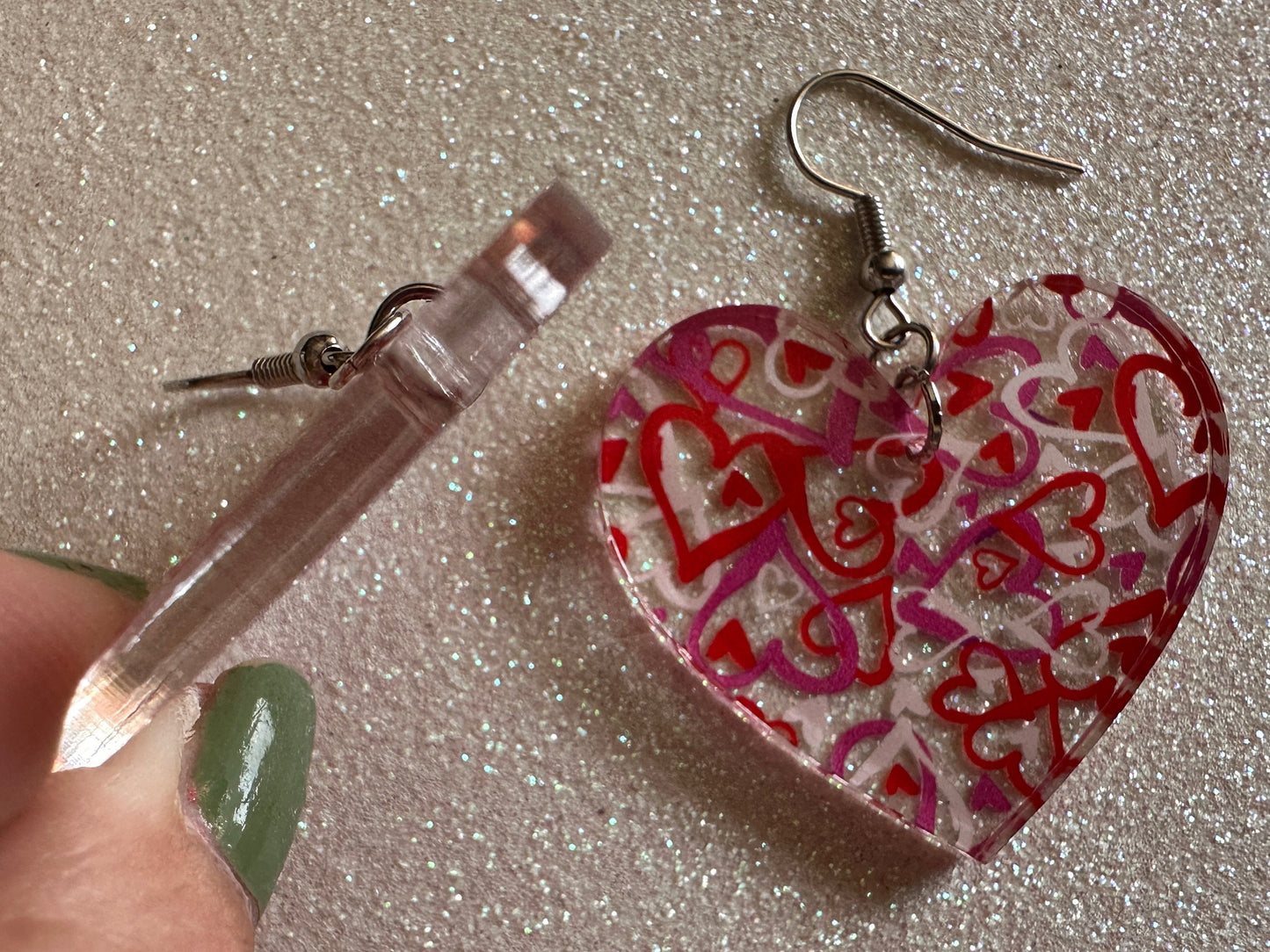 Heart Earrings: Laser Cut Acrylic Hearts, Love, Valentines Day, Anniversary, Marriage, Partner, Lover, Vday, Best Gifts for Her/Him/Them
