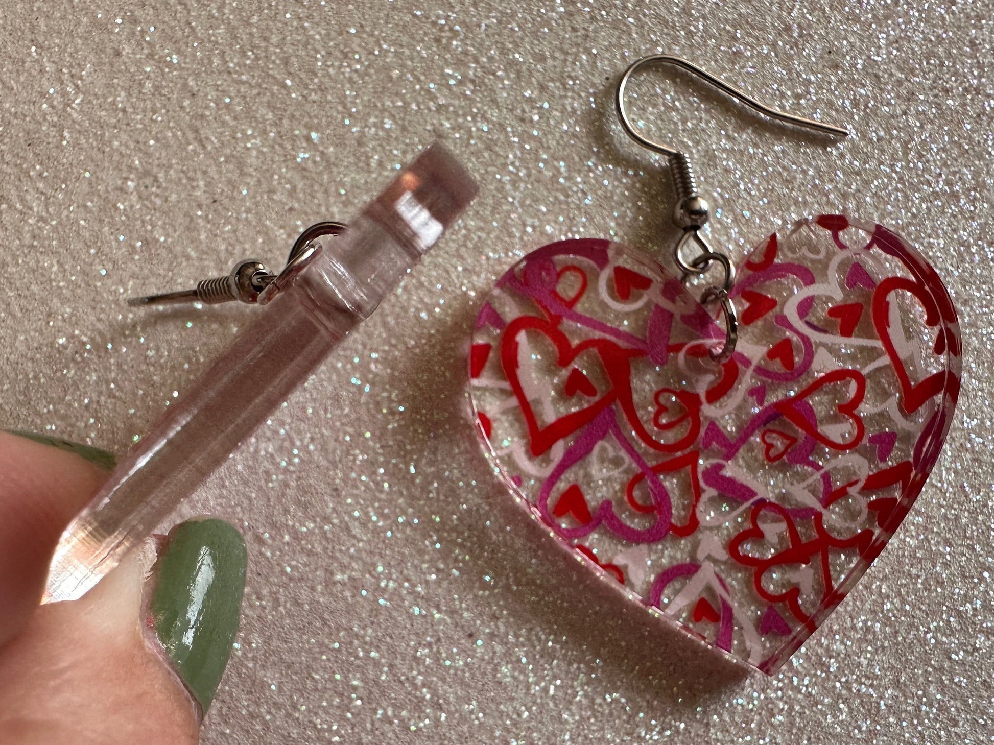 Heart Earrings: Laser Cut Acrylic Hearts, Love, Valentines Day, Anniversary, Marriage, Partner, Lover, Vday, Best Gifts for Her/Him/Them