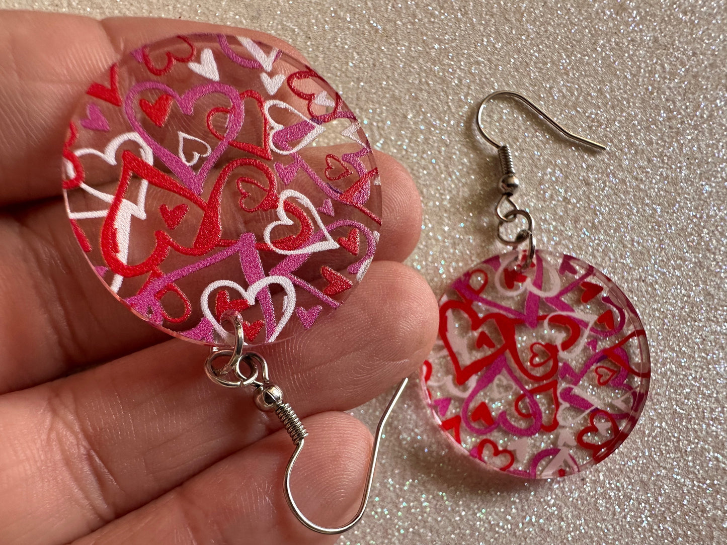 Heart Earrings: Laser Cut Acrylic Hearts, Love, Valentines Day, Anniversary, Marriage, Partner, Lover, Vday, Best Gifts for Her/Him/Them