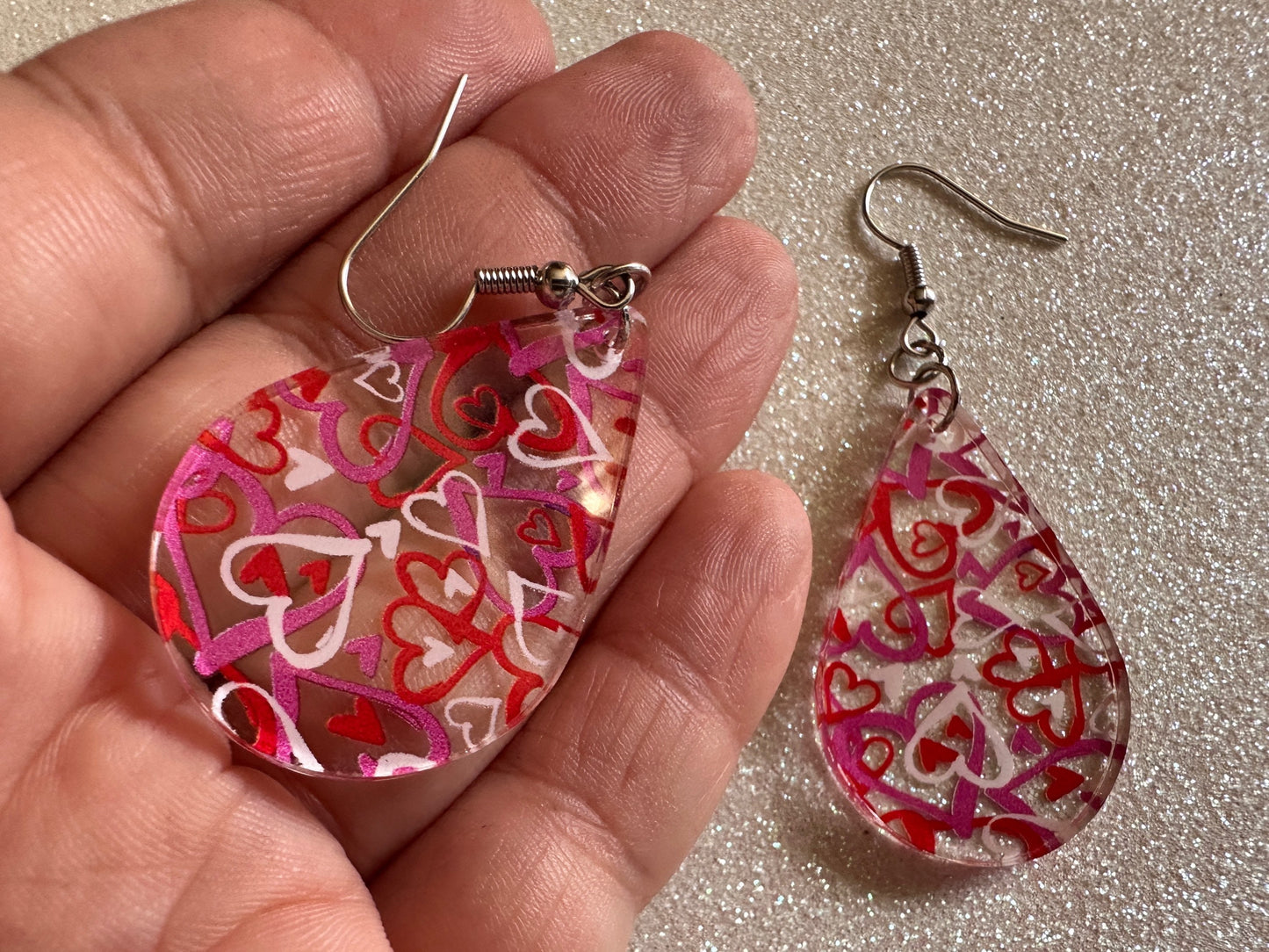Heart Earrings: Laser Cut Acrylic Hearts, Love, Valentines Day, Anniversary, Marriage, Partner, Lover, Vday, Best Gifts for Her/Him/Them