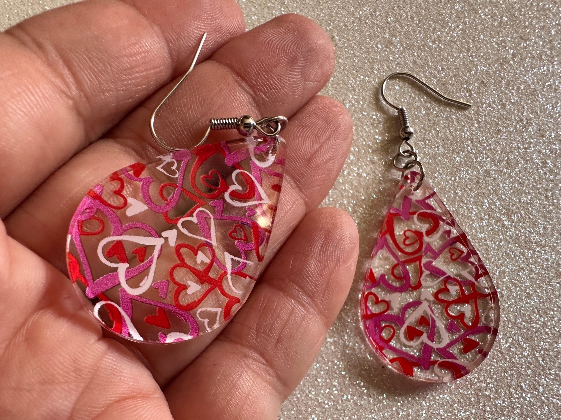 Heart Earrings: Laser Cut Acrylic Hearts, Love, Valentines Day, Anniversary, Marriage, Partner, Lover, Vday, Best Gifts for Her/Him/Them