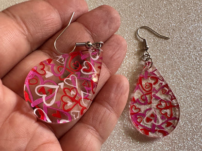 Heart Earrings: Laser Cut Acrylic Hearts, Love, Valentines Day, Anniversary, Marriage, Partner, Lover, Vday, Best Gifts for Her/Him/Them