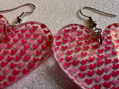 Heart Earrings: Laser Cut Acrylic Hearts, Love, Valentines Day, Anniversary, Marriage, Partner, Lover, Vday, Best Gifts for Her/Him/Them