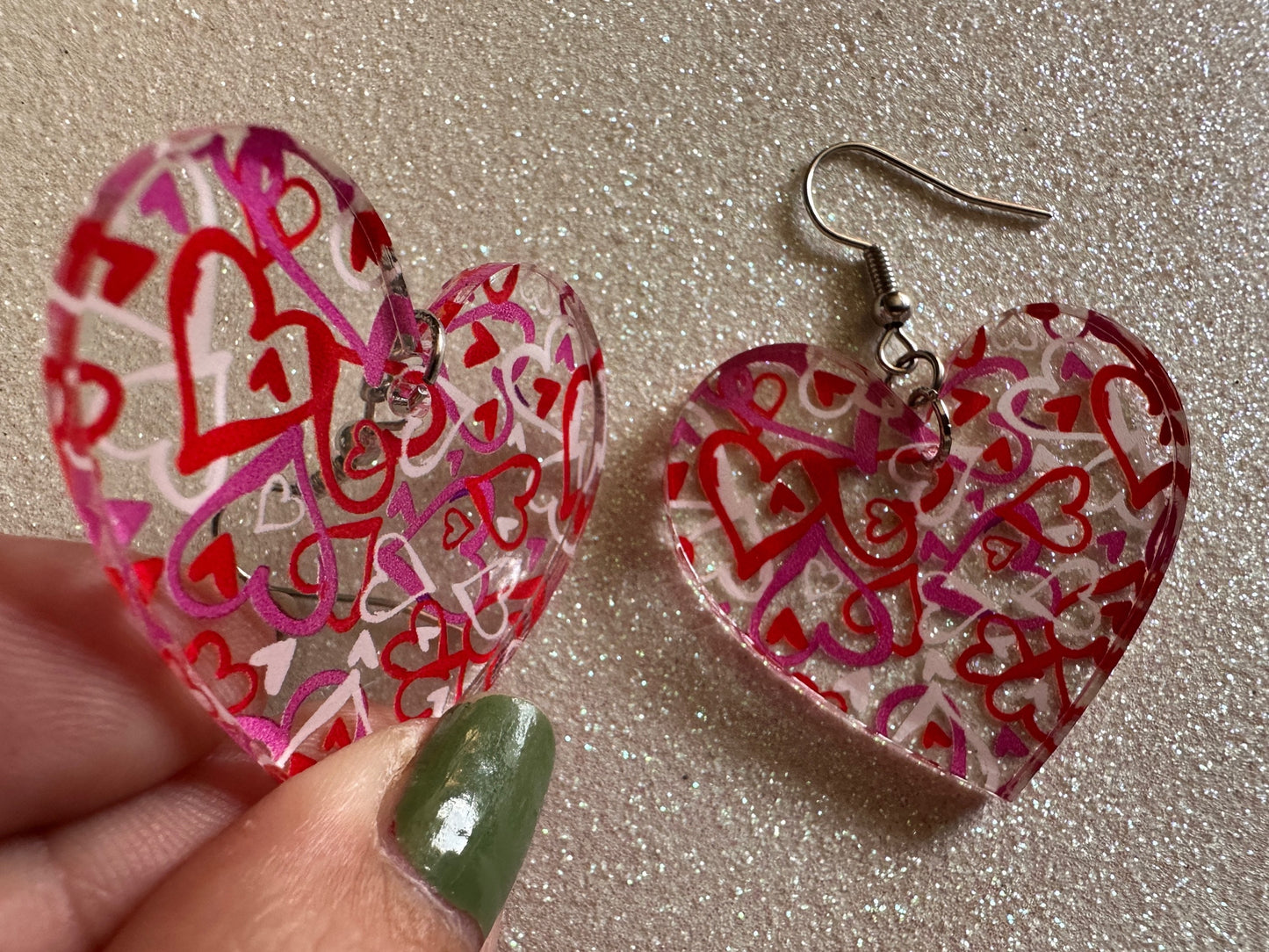 Heart Earrings: Laser Cut Acrylic Hearts, Love, Valentines Day, Anniversary, Marriage, Partner, Lover, Vday, Best Gifts for Her/Him/Them