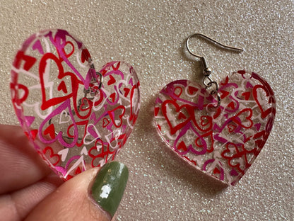 Heart Earrings: Laser Cut Acrylic Hearts, Love, Valentines Day, Anniversary, Marriage, Partner, Lover, Vday, Best Gifts for Her/Him/Them