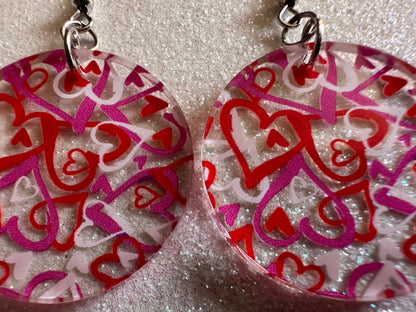 Heart Earrings: Laser Cut Acrylic Hearts, Love, Valentines Day, Anniversary, Marriage, Partner, Lover, Vday, Best Gifts for Her/Him/Them