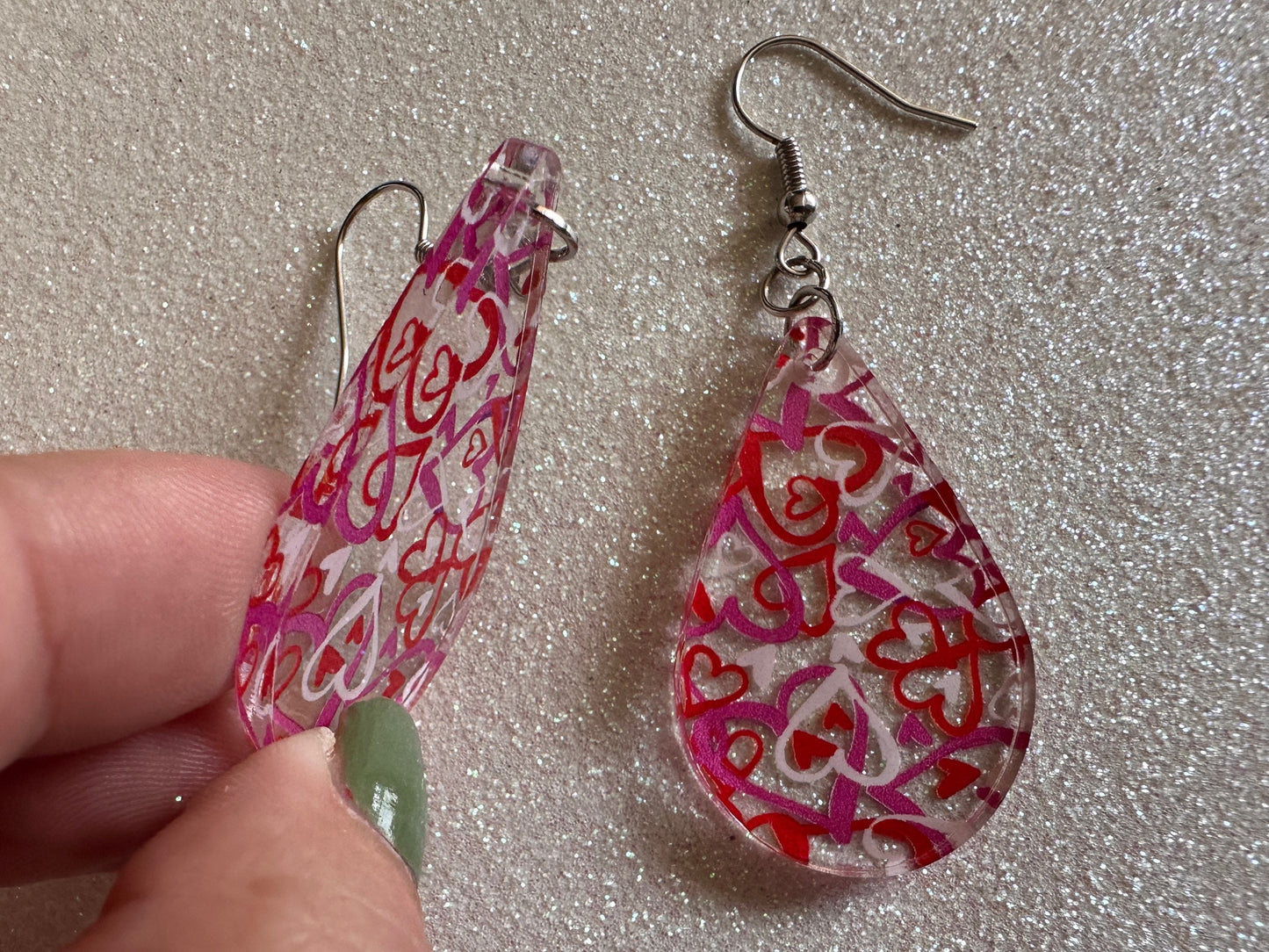 Heart Earrings: Laser Cut Acrylic Hearts, Love, Valentines Day, Anniversary, Marriage, Partner, Lover, Vday, Best Gifts for Her/Him/Them