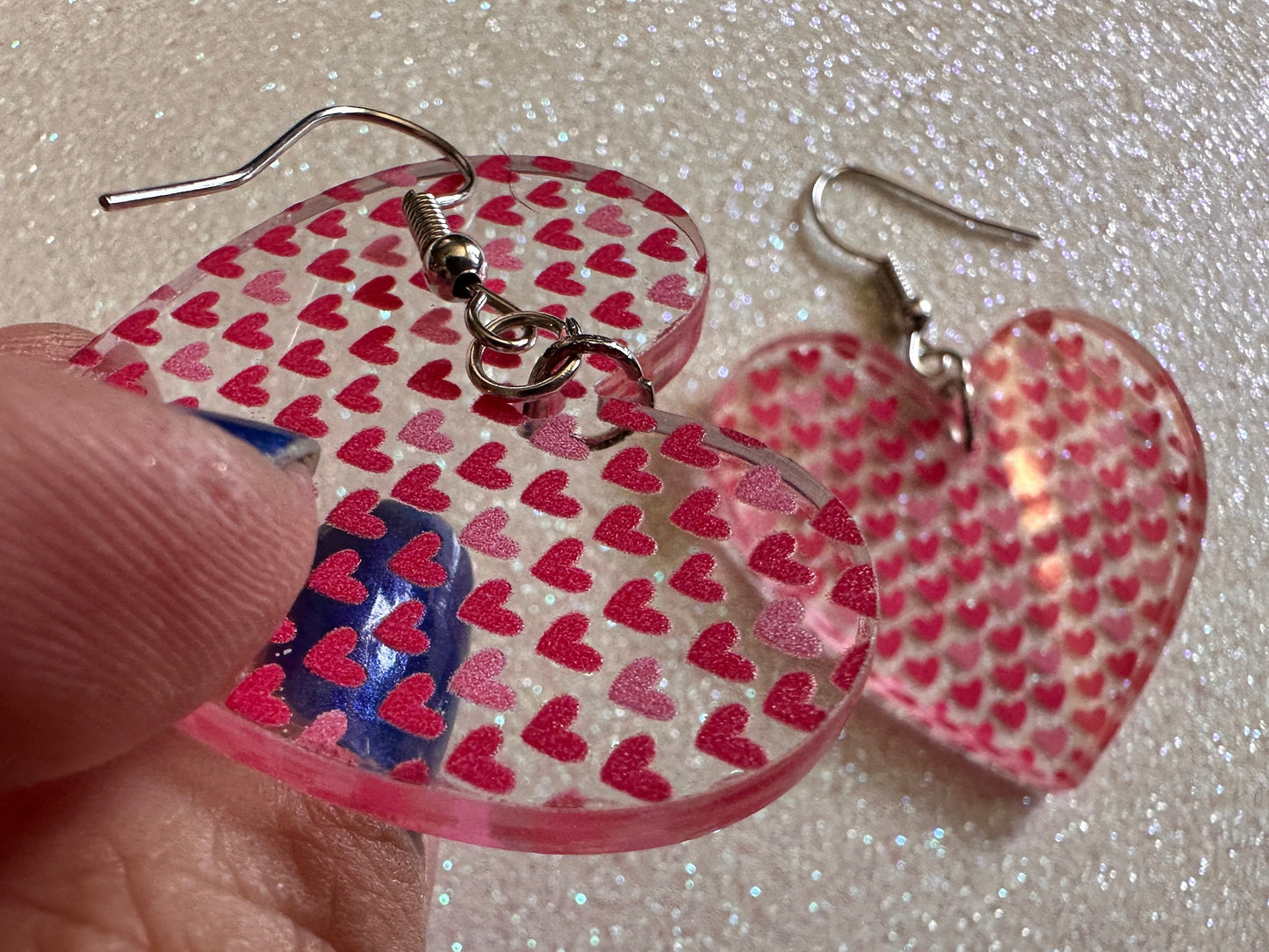 Heart Earrings: Laser Cut Acrylic Hearts, Love, Valentines Day, Anniversary, Marriage, Partner, Lover, Vday, Best Gifts for Her/Him/Them