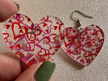 Heart Earrings: Laser Cut Acrylic Hearts, Love, Valentines Day, Anniversary, Marriage, Partner, Lover, Vday, Best Gifts for Her/Him/Them