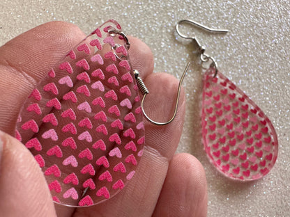 Heart Earrings: Laser Cut Acrylic Hearts, Love, Valentines Day, Anniversary, Marriage, Partner, Lover, Vday, Best Gifts for Her/Him/Them