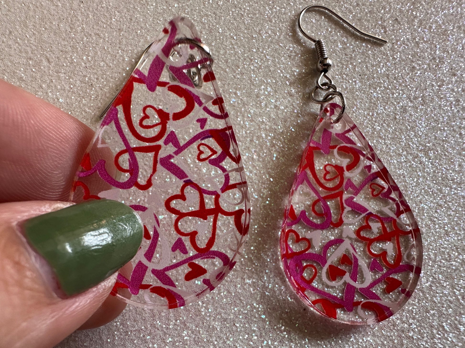 Heart Earrings: Laser Cut Acrylic Hearts, Love, Valentines Day, Anniversary, Marriage, Partner, Lover, Vday, Best Gifts for Her/Him/Them