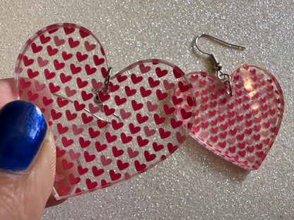 Heart Earrings: Laser Cut Acrylic Hearts, Love, Valentines Day, Anniversary, Marriage, Partner, Lover, Vday, Best Gifts for Her/Him/Them