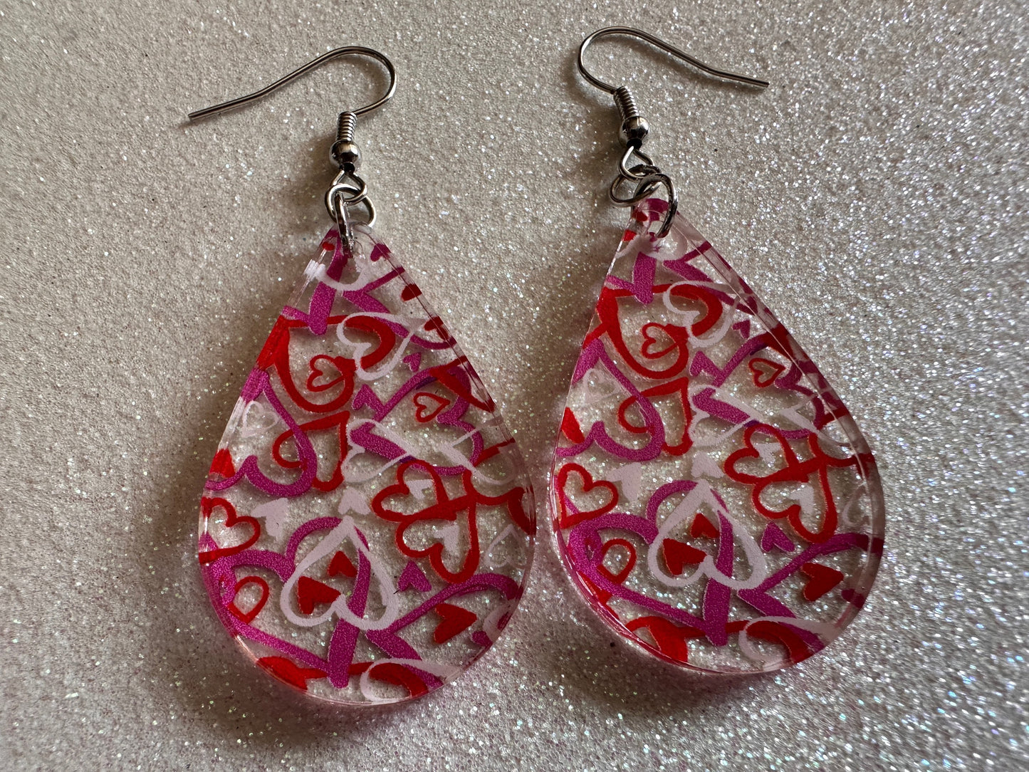 Heart Earrings: Laser Cut Acrylic Hearts, Love, Valentines Day, Anniversary, Marriage, Partner, Lover, Vday, Best Gifts for Her/Him/Them