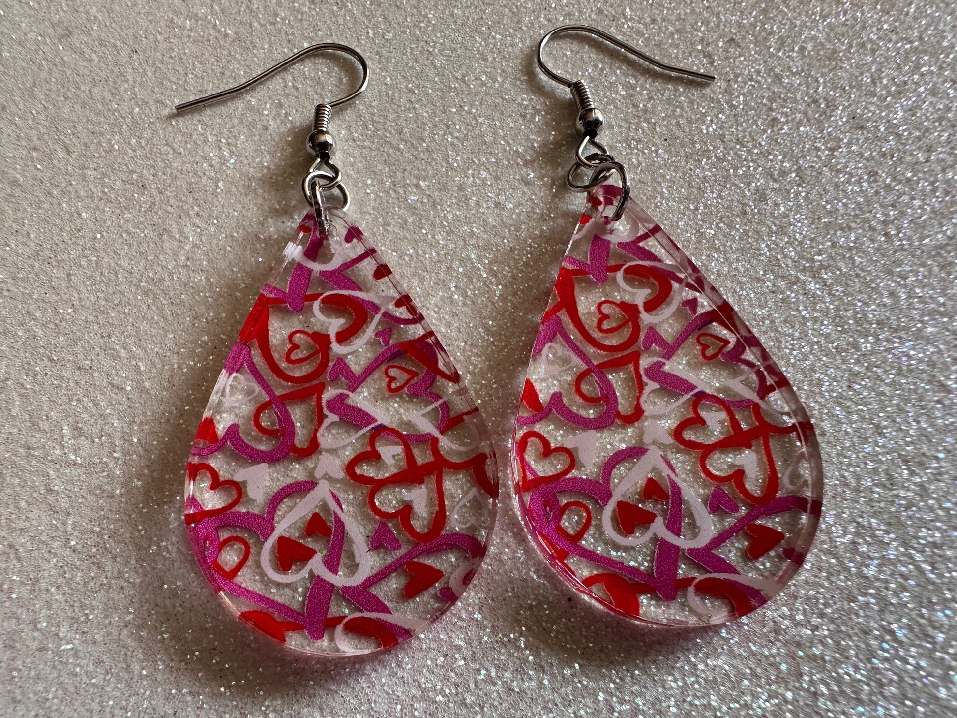 Heart Earrings: Laser Cut Acrylic Hearts, Love, Valentines Day, Anniversary, Marriage, Partner, Lover, Vday, Best Gifts for Her/Him/Them