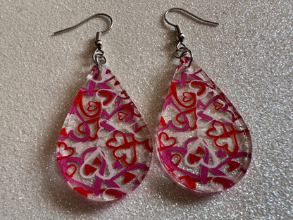 Heart Earrings: Laser Cut Acrylic Hearts, Love, Valentines Day, Anniversary, Marriage, Partner, Lover, Vday, Best Gifts for Her/Him/Them