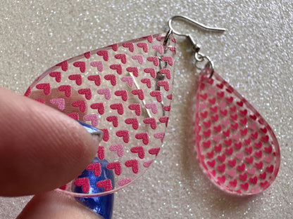 Heart Earrings: Laser Cut Acrylic Hearts, Love, Valentines Day, Anniversary, Marriage, Partner, Lover, Vday, Best Gifts for Her/Him/Them