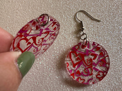 Heart Earrings: Laser Cut Acrylic Hearts, Love, Valentines Day, Anniversary, Marriage, Partner, Lover, Vday, Best Gifts for Her/Him/Them