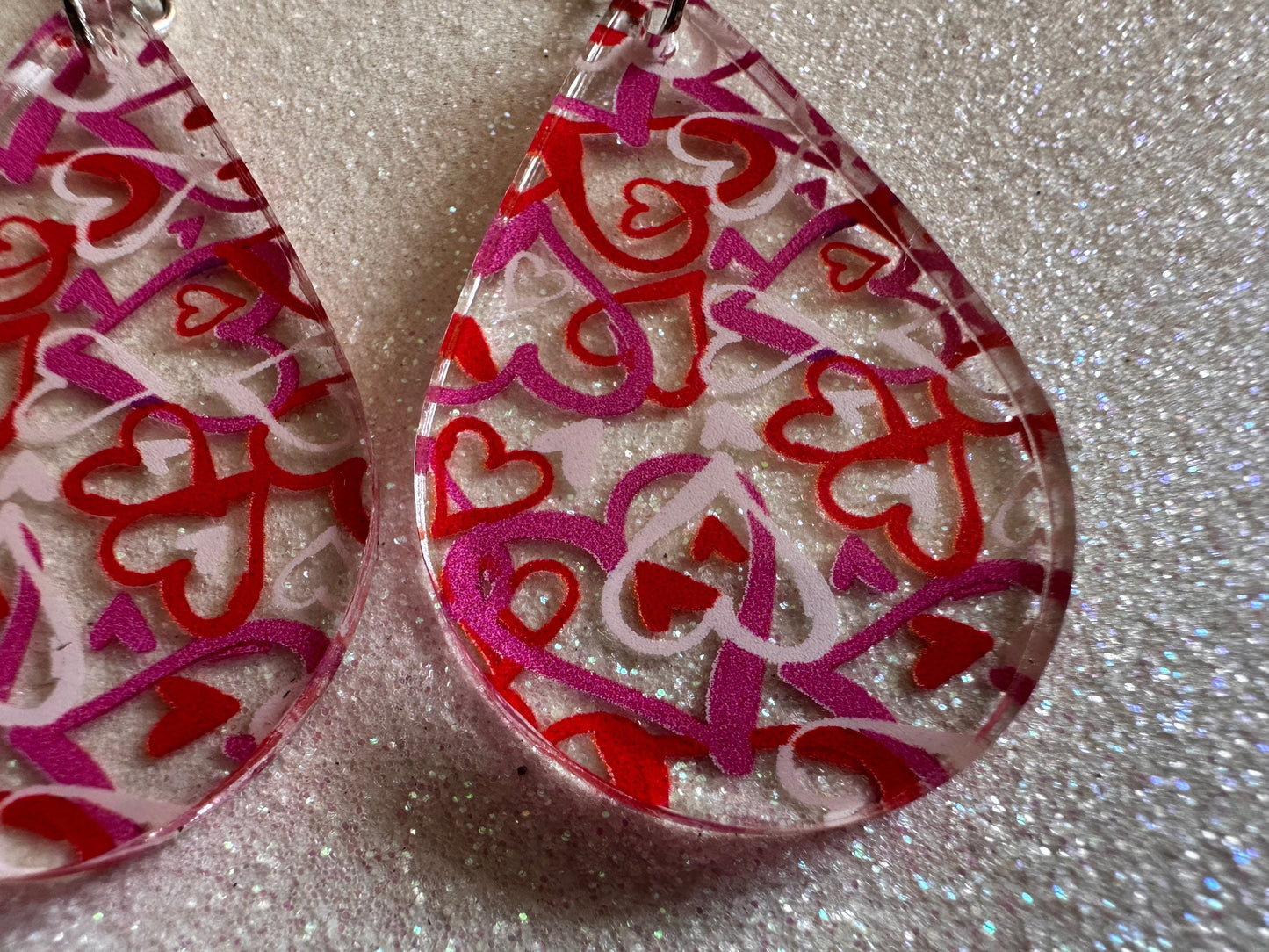 Heart Earrings: Laser Cut Acrylic Hearts, Love, Valentines Day, Anniversary, Marriage, Partner, Lover, Vday, Best Gifts for Her/Him/Them