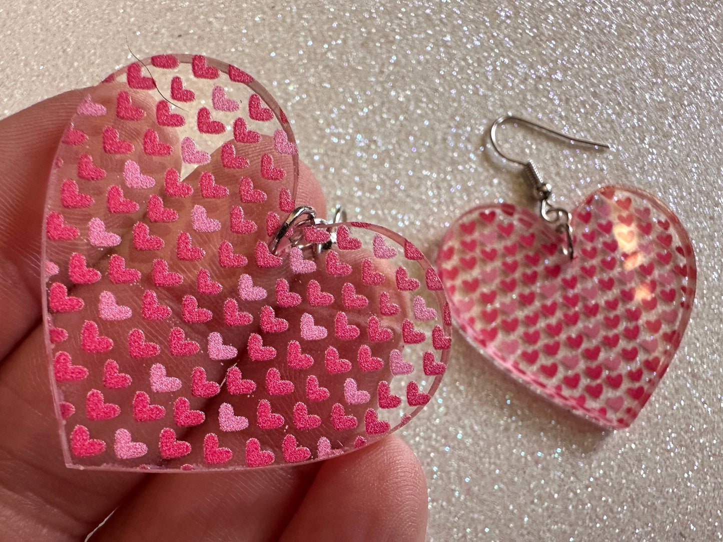 Heart Earrings: Laser Cut Acrylic Hearts, Love, Valentines Day, Anniversary, Marriage, Partner, Lover, Vday, Best Gifts for Her/Him/Them