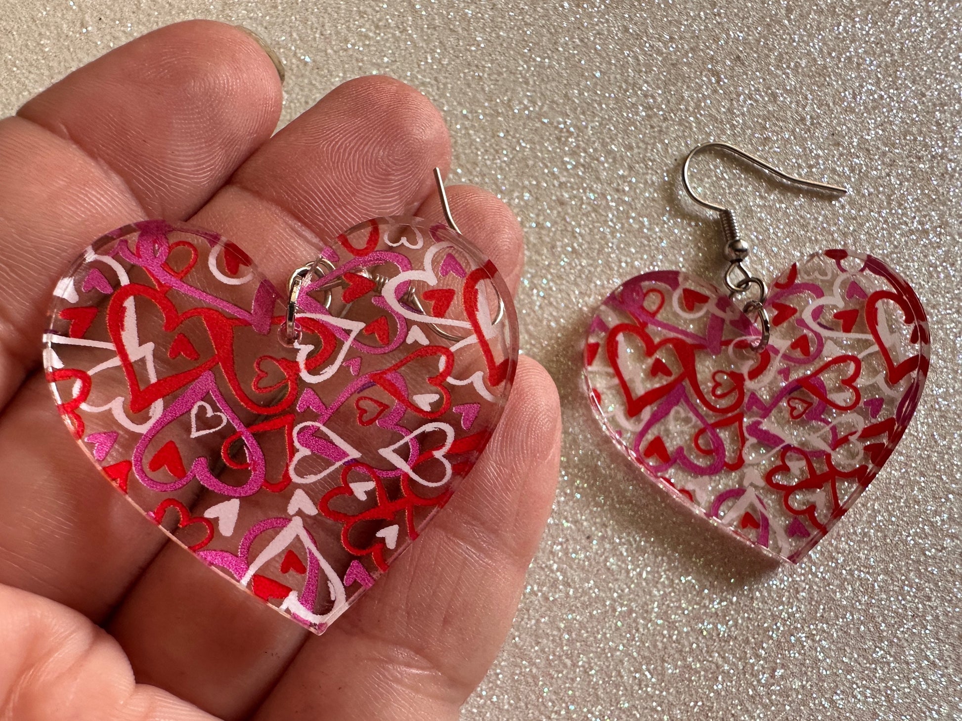 Heart Earrings: Laser Cut Acrylic Hearts, Love, Valentines Day, Anniversary, Marriage, Partner, Lover, Vday, Best Gifts for Her/Him/Them