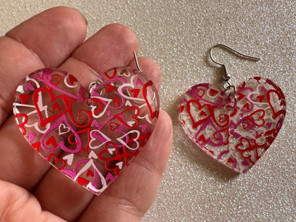 Heart Earrings: Laser Cut Acrylic Hearts, Love, Valentines Day, Anniversary, Marriage, Partner, Lover, Vday, Best Gifts for Her/Him/Them