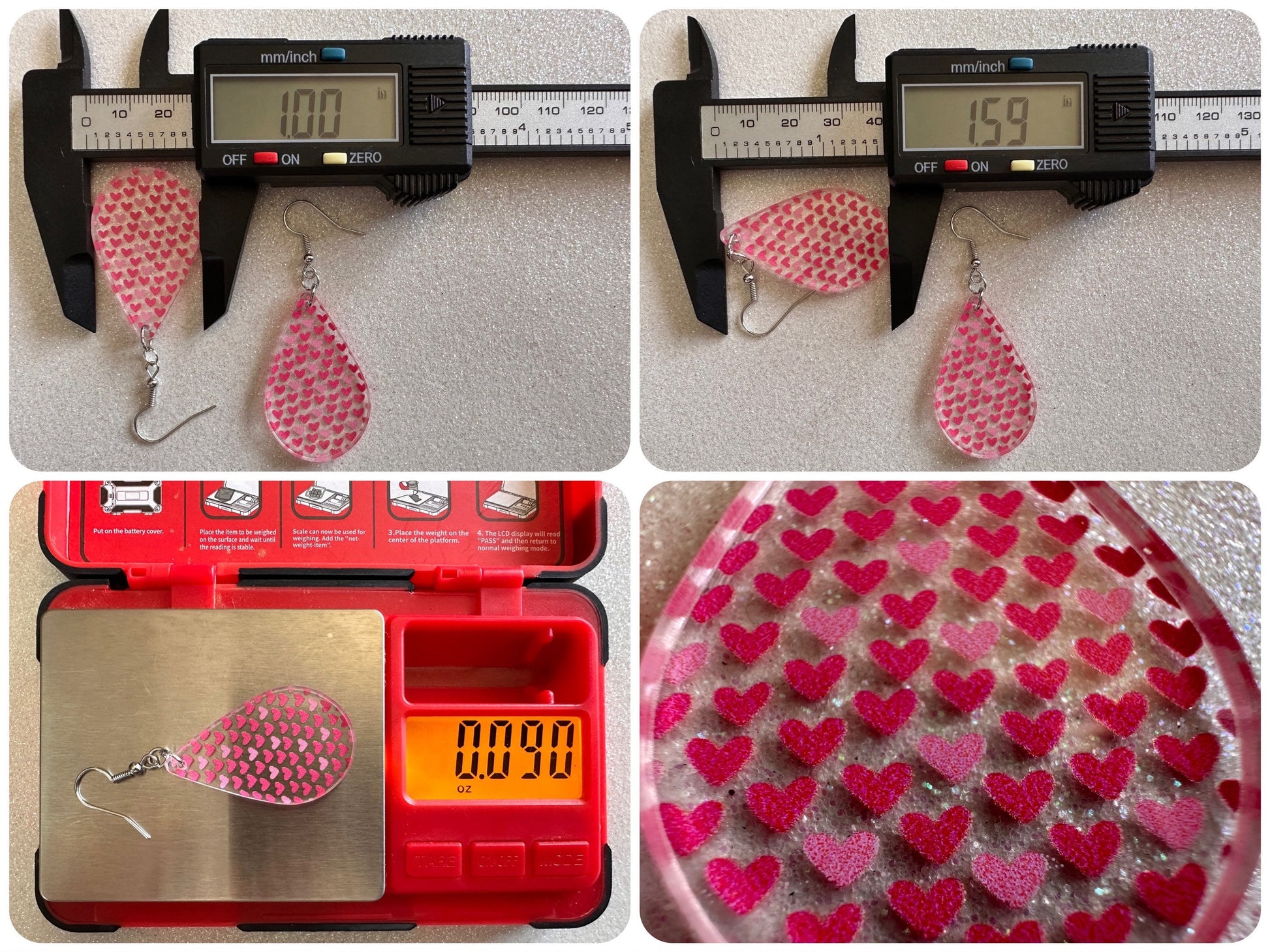 Heart Earrings: Laser Cut Acrylic Hearts, Love, Valentines Day, Anniversary, Marriage, Partner, Lover, Vday, Best Gifts for Her/Him/Them