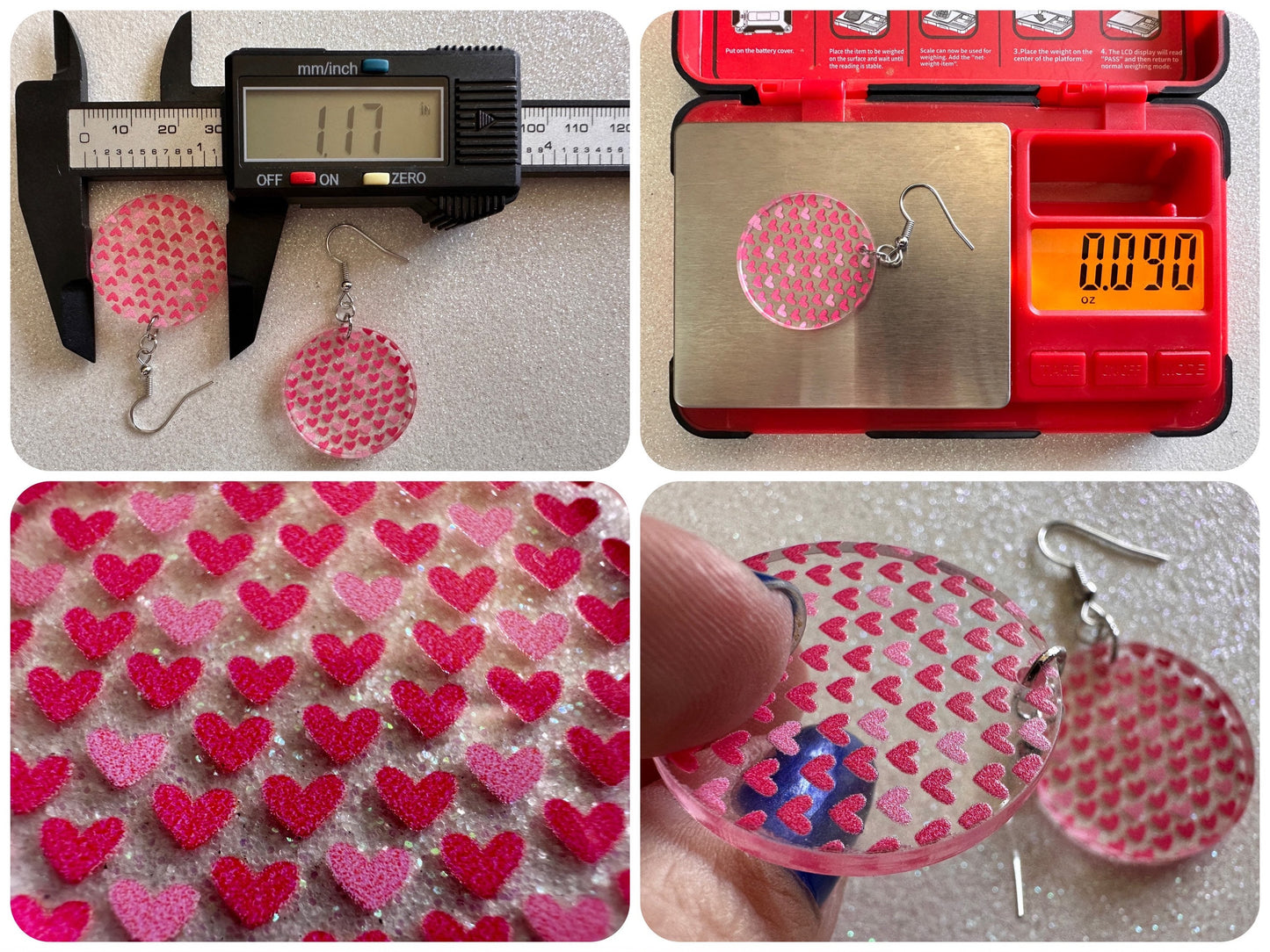 Heart Earrings: Laser Cut Acrylic Hearts, Love, Valentines Day, Anniversary, Marriage, Partner, Lover, Vday, Best Gifts for Her/Him/Them