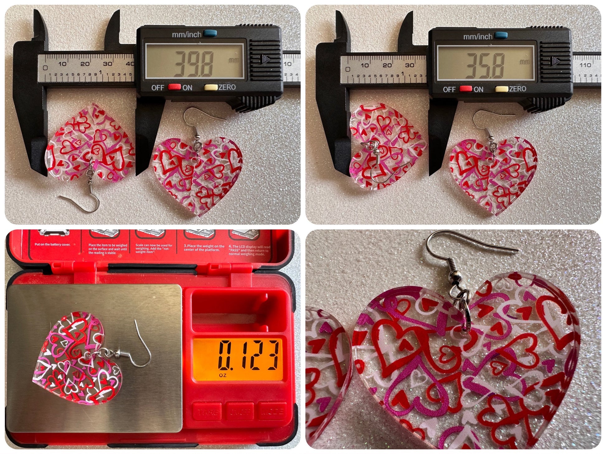 Heart Earrings: Laser Cut Acrylic Hearts, Love, Valentines Day, Anniversary, Marriage, Partner, Lover, Vday, Best Gifts for Her/Him/Them