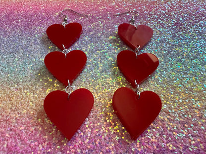 Heart Earrings: Laser Cut Acrylic Hearts, Love, Valentines Day, Anniversary, Sublimated, Best Gifts for Her/Him/Them