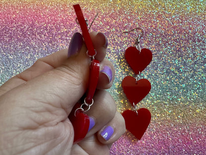 Heart Earrings: Laser Cut Acrylic Hearts, Love, Valentines Day, Anniversary, Sublimated, Best Gifts for Her/Him/Them