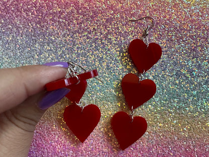 Heart Earrings: Laser Cut Acrylic Hearts, Love, Valentines Day, Anniversary, Sublimated, Best Gifts for Her/Him/Them