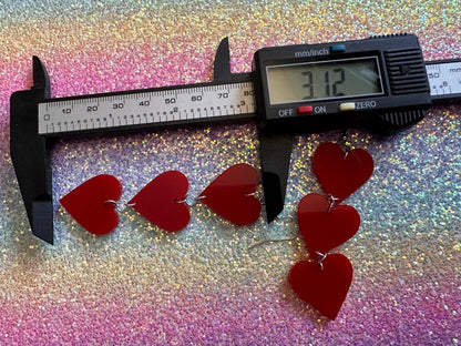 Heart Earrings: Laser Cut Acrylic Hearts, Love, Valentines Day, Anniversary, Sublimated, Best Gifts for Her/Him/Them