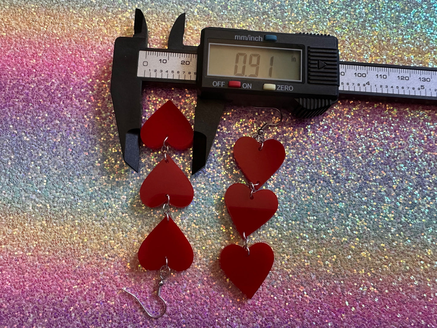 Heart Earrings: Laser Cut Acrylic Hearts, Love, Valentines Day, Anniversary, Sublimated, Best Gifts for Her/Him/Them